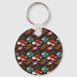 Aquatic animals pattern   ocean underwater life 30 keychain