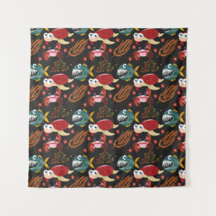 Aquatic animals pattern   ocean underwater life 30 tapestry