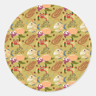Aquatic animals pattern   ocean underwater life 31 classic round sticker