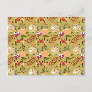 Aquatic animals pattern ocean underwater life 31 postcard