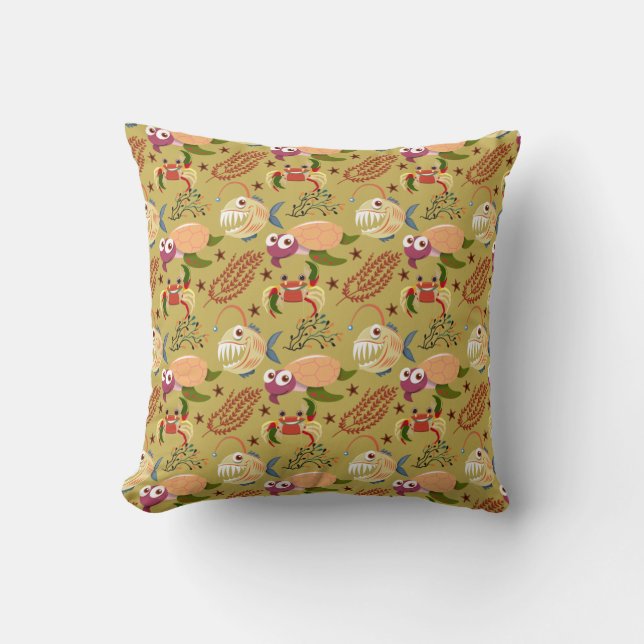 Aquatic animals pattern | ocean underwater life 31 throw pillow (Front)