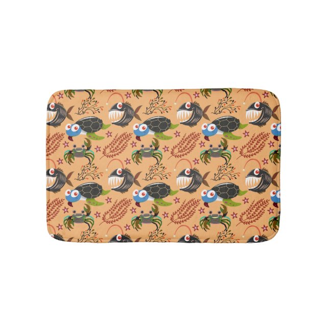 Aquatic animals pattern | ocean underwater life 32 bath mat (Front)