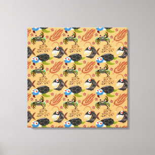 Aquatic animals pattern   ocean underwater life 32 canvas print