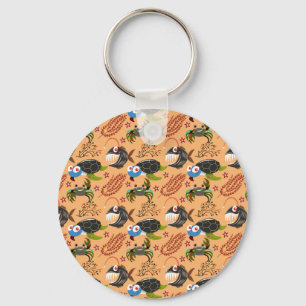 Aquatic animals pattern   ocean underwater life 32 keychain