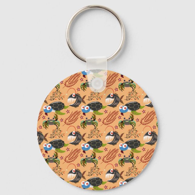 Aquatic animals pattern | ocean underwater life 32 keychain (Front)