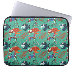 Aquatic animals pattern   ocean underwater life 33 laptop sleeve