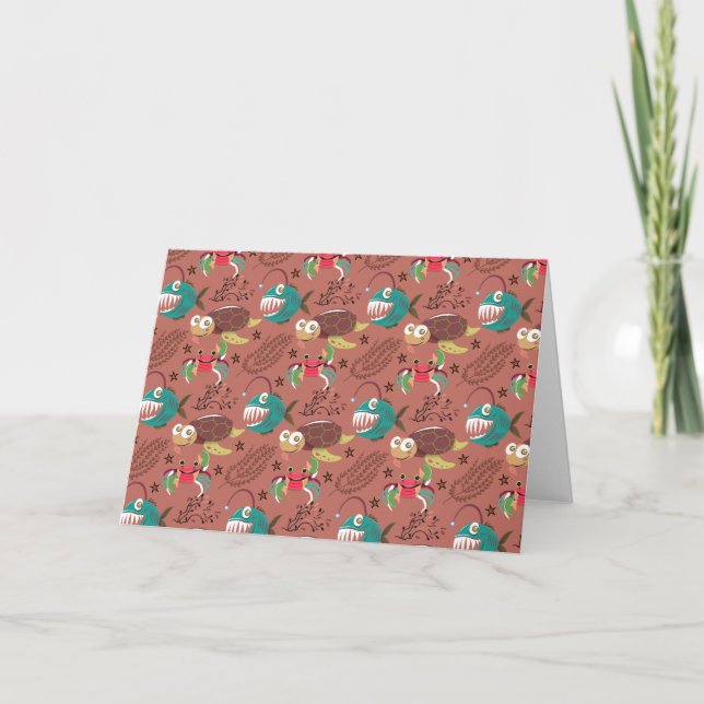 Aquatic animals pattern | ocean underwater life 35 card (Front)
