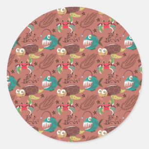 Aquatic animals pattern   ocean underwater life 35 classic round sticker