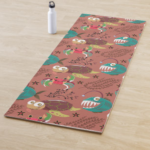 Aquatic animals pattern ocean underwater life 35 yoga mat