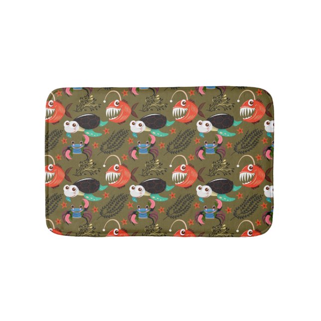 Aquatic animals pattern | ocean underwater life 36 bath mat (Front)