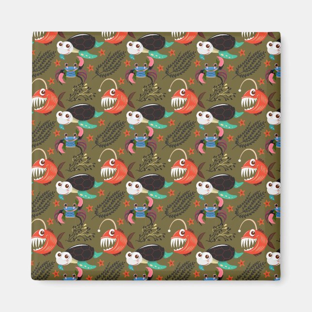 Aquatic animals pattern | ocean underwater life 36 magnet (Front)