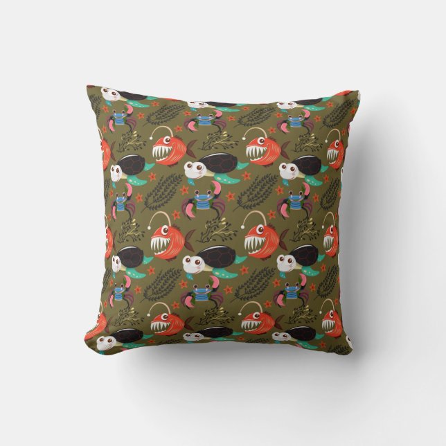 Aquatic animals pattern | ocean underwater life 36 throw pillow (Front)