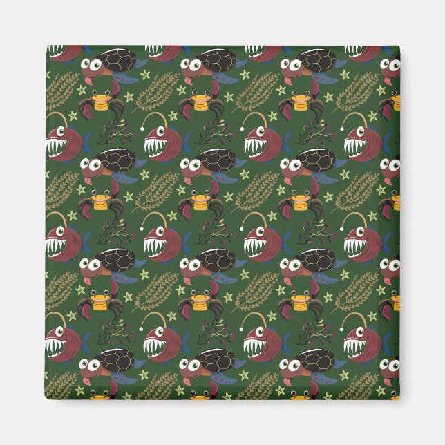 Aquatic animals pattern | ocean underwater life 38 magnet (Front)