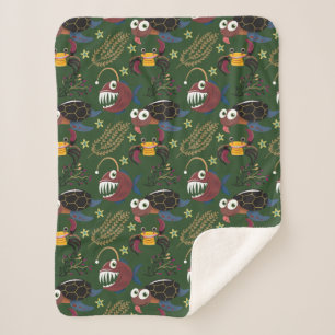 Aquatic animals pattern   ocean underwater life 38 sherpa blanket