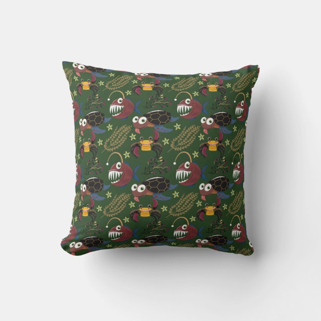 Aquatic animals pattern | ocean underwater life 38 throw pillow (Front)