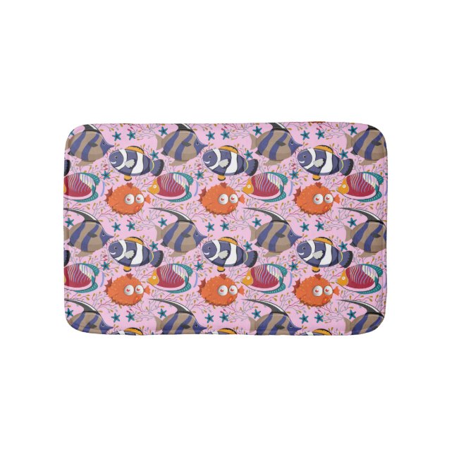 Aquatic animals pattern | ocean underwater life 39 bath mat (Front)