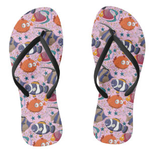 Aquatic animals pattern   ocean underwater life 39 flip flops