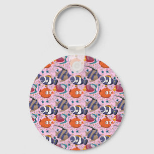 Aquatic animals pattern   ocean underwater life 39 keychain