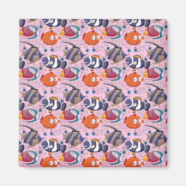 Aquatic animals pattern | ocean underwater life 39 magnet (Front)