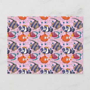 Aquatic animals pattern   ocean underwater life 39 postcard