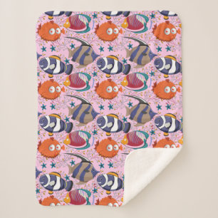 Aquatic animals pattern   ocean underwater life 39 sherpa blanket