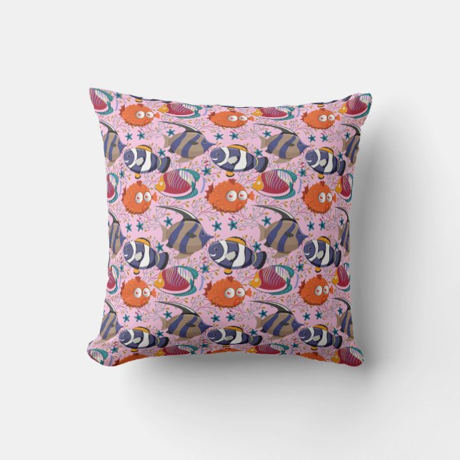 Aquatic animals pattern | ocean underwater life 39 throw pillow (Front)
