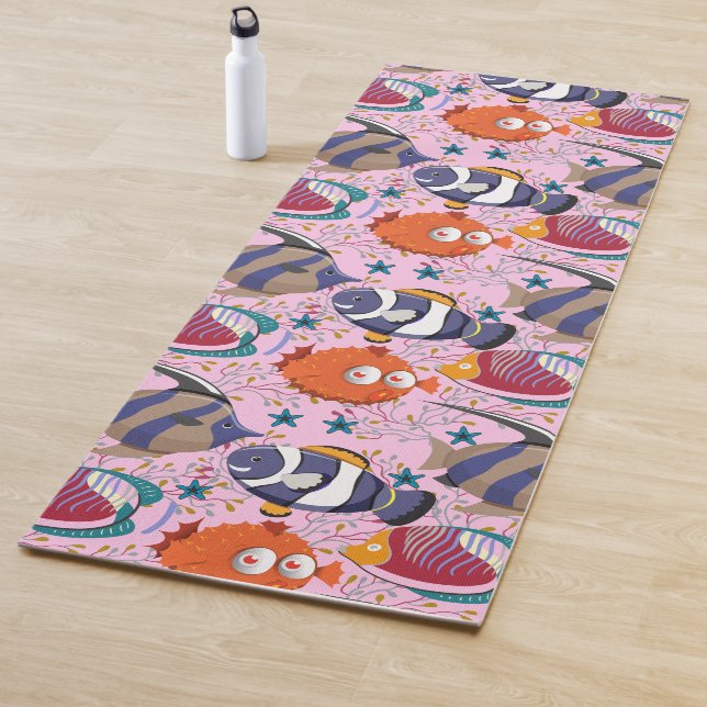 Aquatic animals pattern | ocean underwater life 39 yoga mat (In Situ)