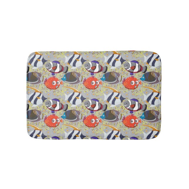 Aquatic animals pattern | ocean underwater life 40 bath mat (Front)
