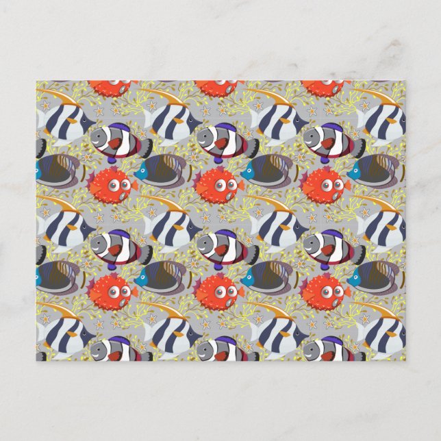 Aquatic animals pattern | ocean underwater life 40 postcard (Front)