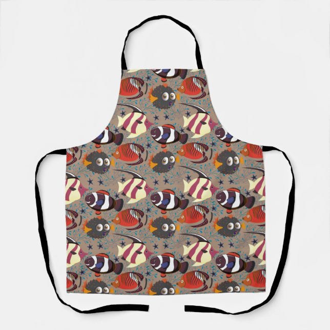 Aquatic animals pattern | ocean underwater life 41 apron (Front)