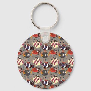 Aquatic animals pattern   ocean underwater life 41 keychain