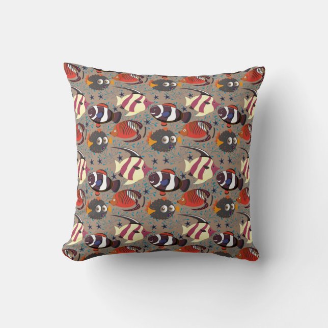 Aquatic animals pattern | ocean underwater life 41 throw pillow (Front)