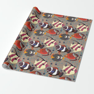 Aquatic animals pattern ocean underwater life 41 wrapping paper