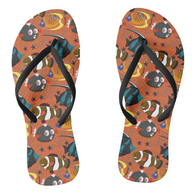 Aquatic animals pattern | ocean underwater life 42 flip flops (Footbed)