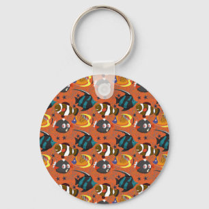 Aquatic animals pattern   ocean underwater life 42 keychain