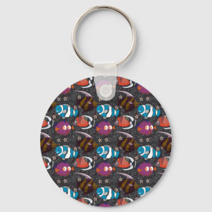 Aquatic animals pattern ocean underwater life 43 keychain