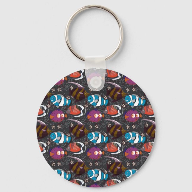 Aquatic animals pattern | ocean underwater life 43 keychain (Front)