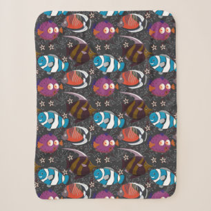 Aquatic animals pattern ocean underwater life 43 sherpa blanket