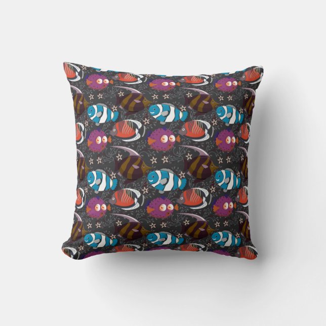 Aquatic animals pattern | ocean underwater life 43 throw pillow (Front)