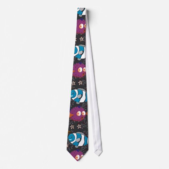 Aquatic animals pattern | ocean underwater life 43 tie (Front)