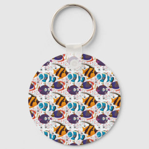 Aquatic animals pattern ocean underwater life 44 keychain