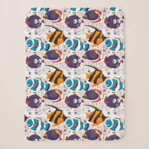 Aquatic animals pattern ocean underwater life 44 sherpa blanket