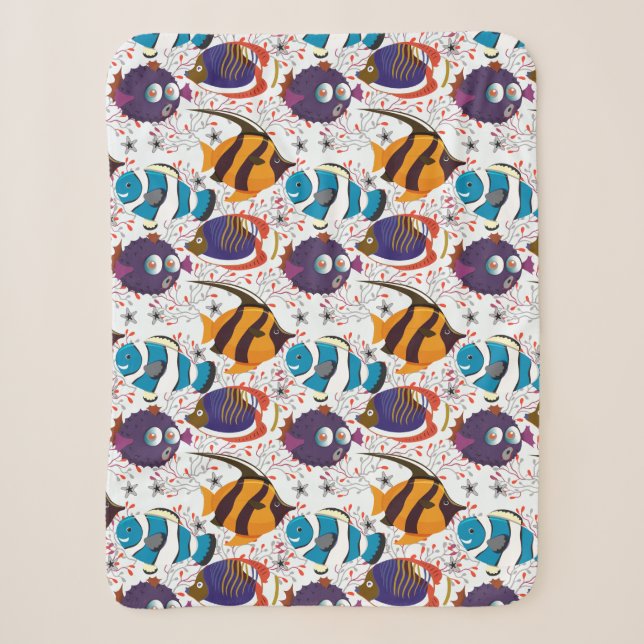 Aquatic animals pattern | ocean underwater life 44 sherpa blanket (Front)
