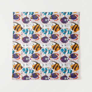 Aquatic animals pattern ocean underwater life 44 tapestry