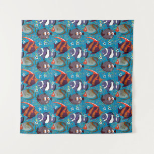 Aquatic animals pattern   ocean underwater life 45 tapestry
