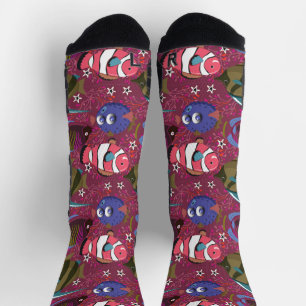 Aquatic animals pattern ocean underwater life 46 socks