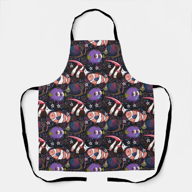 Aquatic animals pattern | ocean underwater life 47 apron (Front)