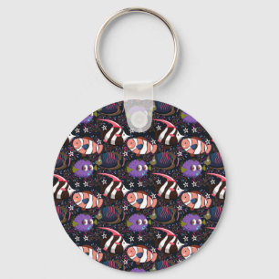 Aquatic animals pattern   ocean underwater life 47 keychain