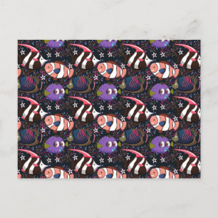Aquatic animals pattern   ocean underwater life 47 postcard