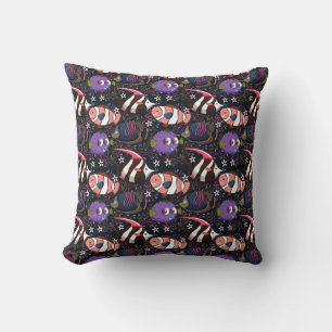 Aquatic animals pattern   ocean underwater life 47 throw pillow